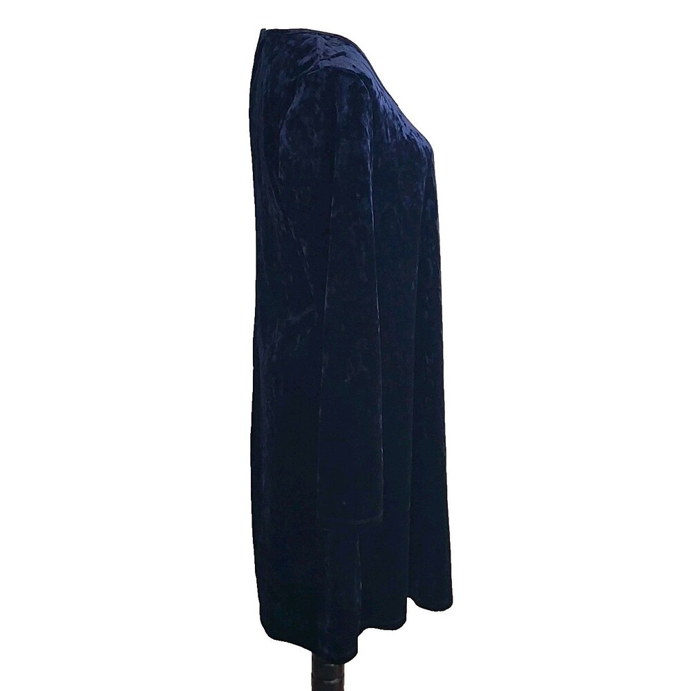 VTG 90s Ronni Nicole Navy Blue Crushed Velvet Dress Sz 8 LS Goth Romantic Witchy - Picture 4 of 9